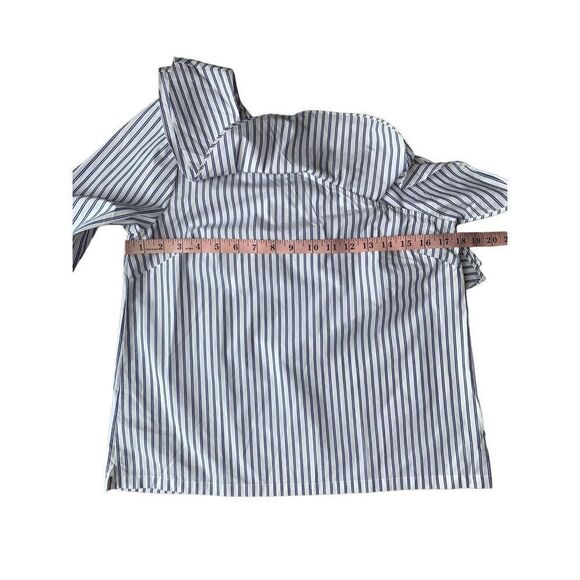 J. Crew Blue & White Striped One-shoulder Ruffled Blouse - Picture 7 of 9